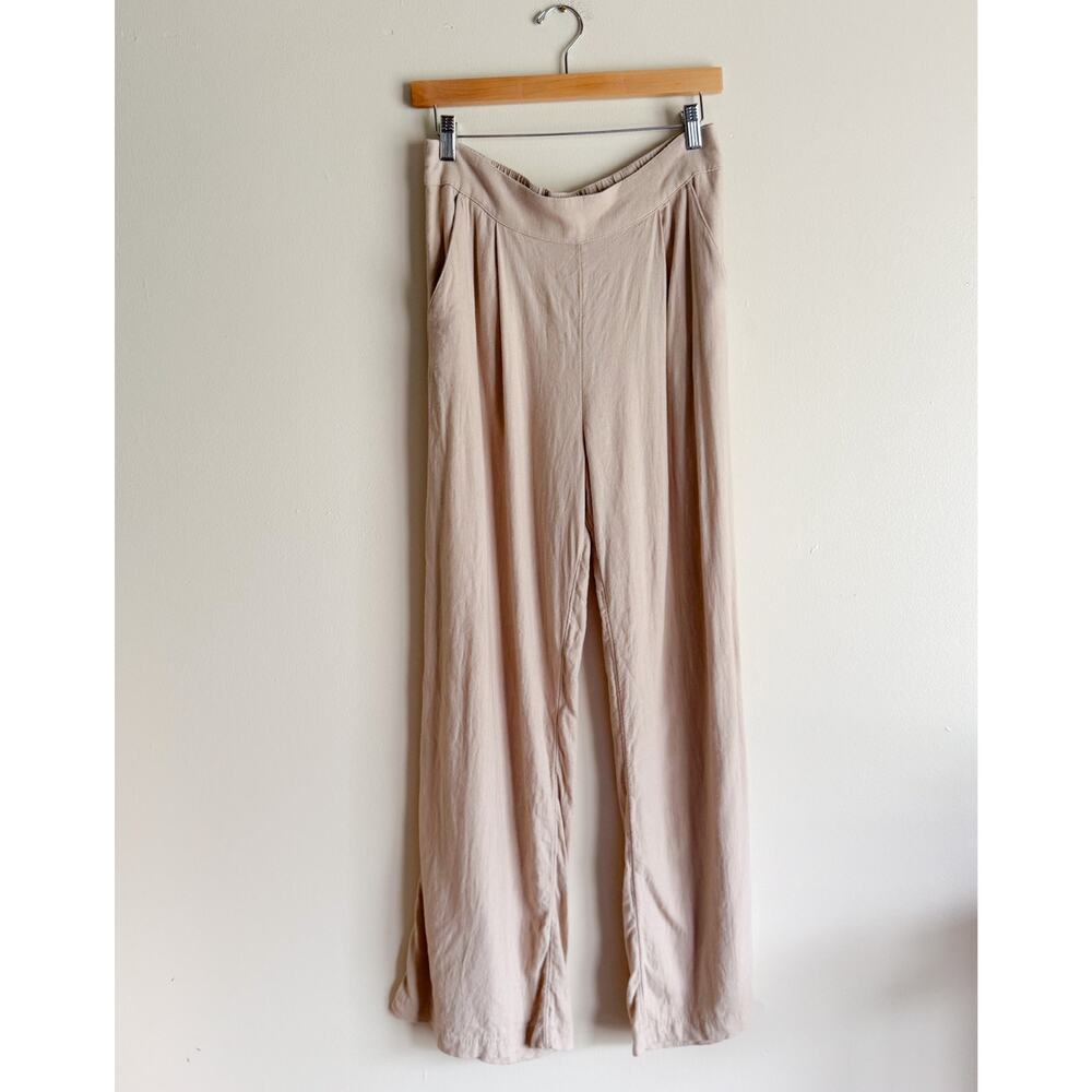 Abercrombie & Fitch Tan Linen Blend Pants Size Medium Long Beachy Resort